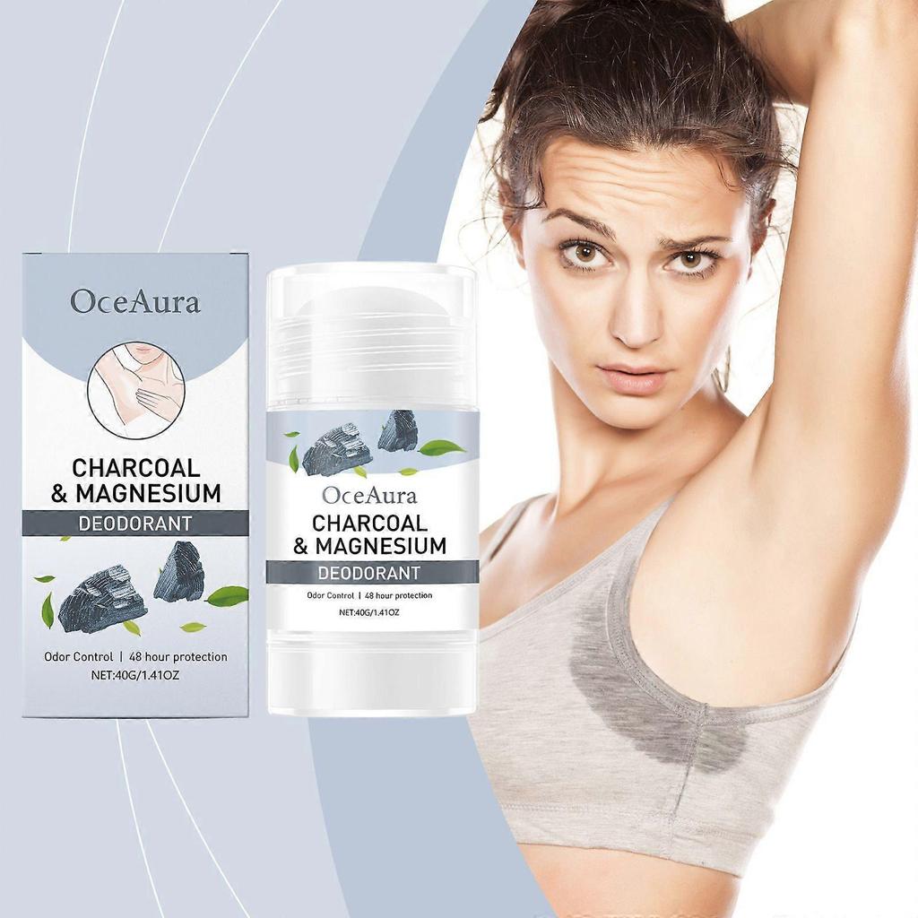 Charcoal & Magnesium Deodorant - 48H Odor Control & Sweat Management, Natural Underarm Protection 40g
