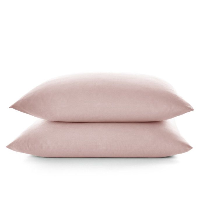 Lot de 2 taies d'oreiller "Drift" pur coton teint lavé 57 fils/cm² toutes dimensions - 63x63 - Rose Poudré