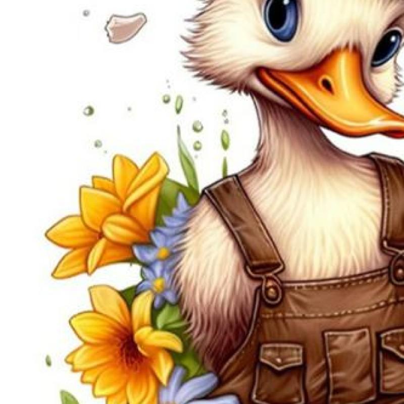 2 шт. 5D DIY Полный круглый Алмазная мозаика Утка в шляпе Набор Декор 30x40 см