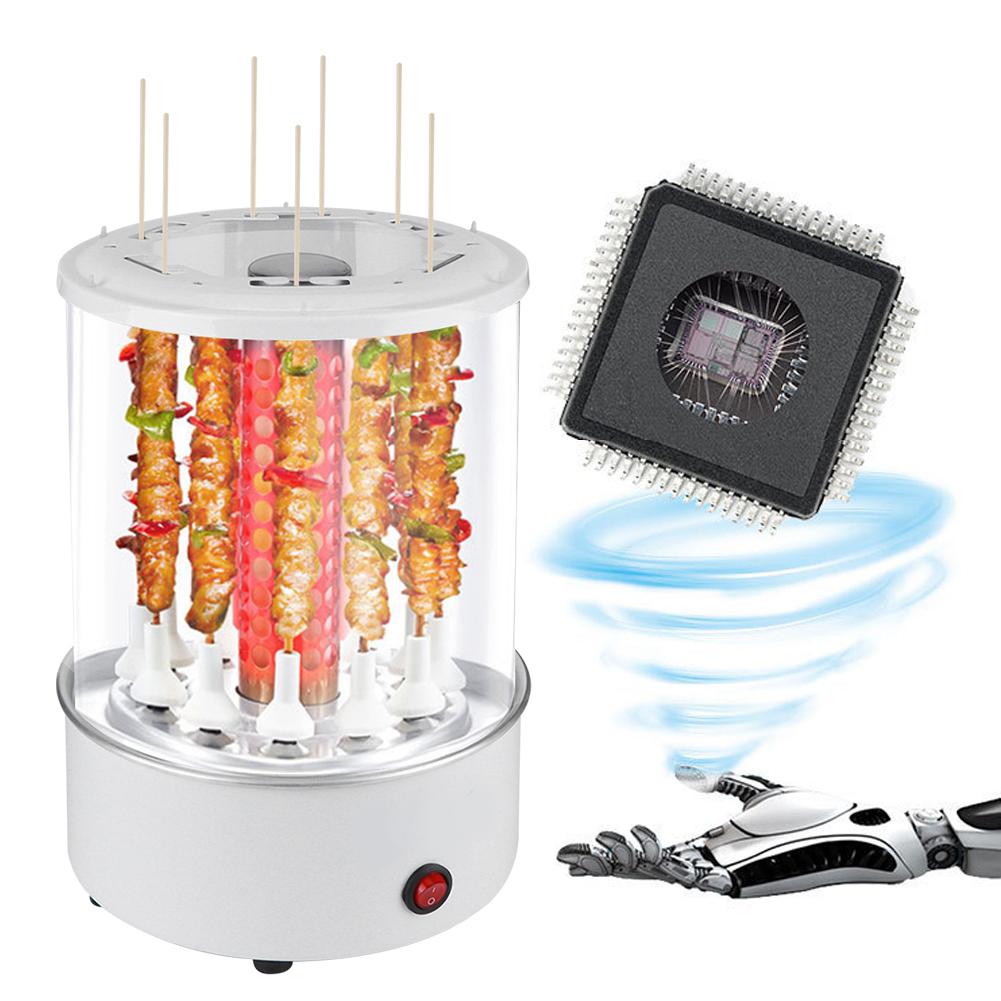 Electric Barbecue Grill Household Infrared Fast Rotating Oven with AntiScald Gloves (White )