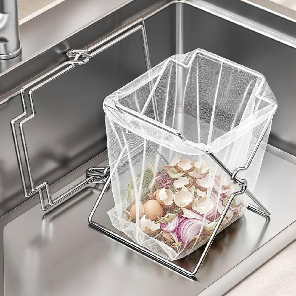 Freestanding Garbage Bag Stand Foldable Kitchen Waste Rack Food Scrap Holder Food Scrap Collection