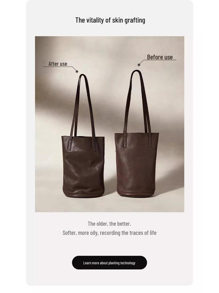 Сумка на плечо из кожи с меховым цветком - Ретро-кожа растительного дубления