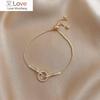 925 Sterling Silver Micro Inlaid Cz Circle Snake Chain Bracelet For Women Geometric Party Jewelry Gifts S -B442