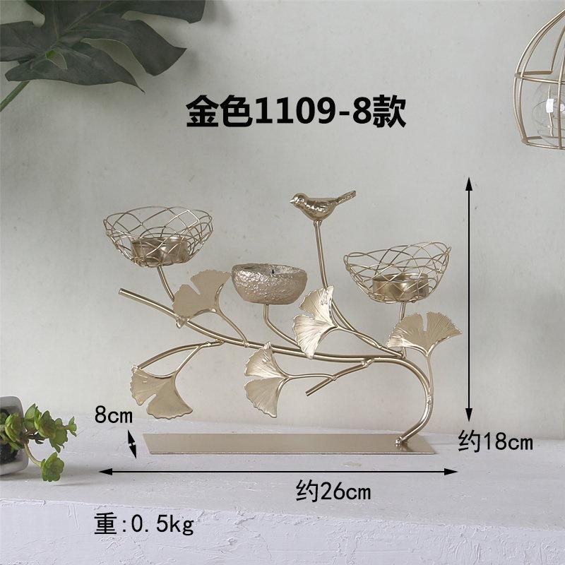Golden Iron Art Bird's Nest Candlestick Bird Candle Holder Ornament Candle Tray Home Dining Table Creative Romantic Candle Stand