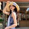 French Style Lace Bucket Hat Sweet Women's Sun Hat Sunscreen Bow Ribbon Straw Hat  Girls
