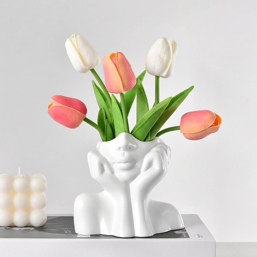 Colorful Plant Pot Abstract Face Flower Pot Hand-painted Abstract Face Shape Flower Pot Colorful Decorative Vase