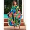 Женское накидка в стиле бохо, большие размеры, красочный леопардовый принт, тканый дизайн, свободный крой с v-образным вырезом, пляжное платье-кафтан