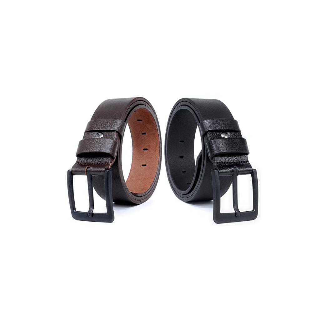 2 Черно-коричневый мужской джинсовый ремень из кожи буйвола 4,5 см