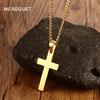 Meaeguet Jewelry Мужские кресты-подвески на шею Для женщин Мужчин Нержавеющая сталь Золотой Цвет Подвеска Молитвенные ожерелья 24" Якорная цепь
