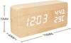 Alarm Table Wood Temperature and Digital Calendar Desk Bedside Loud 3 Level Brightness LED Japanese Instruction Manual Included Clock, Clock, Grain,