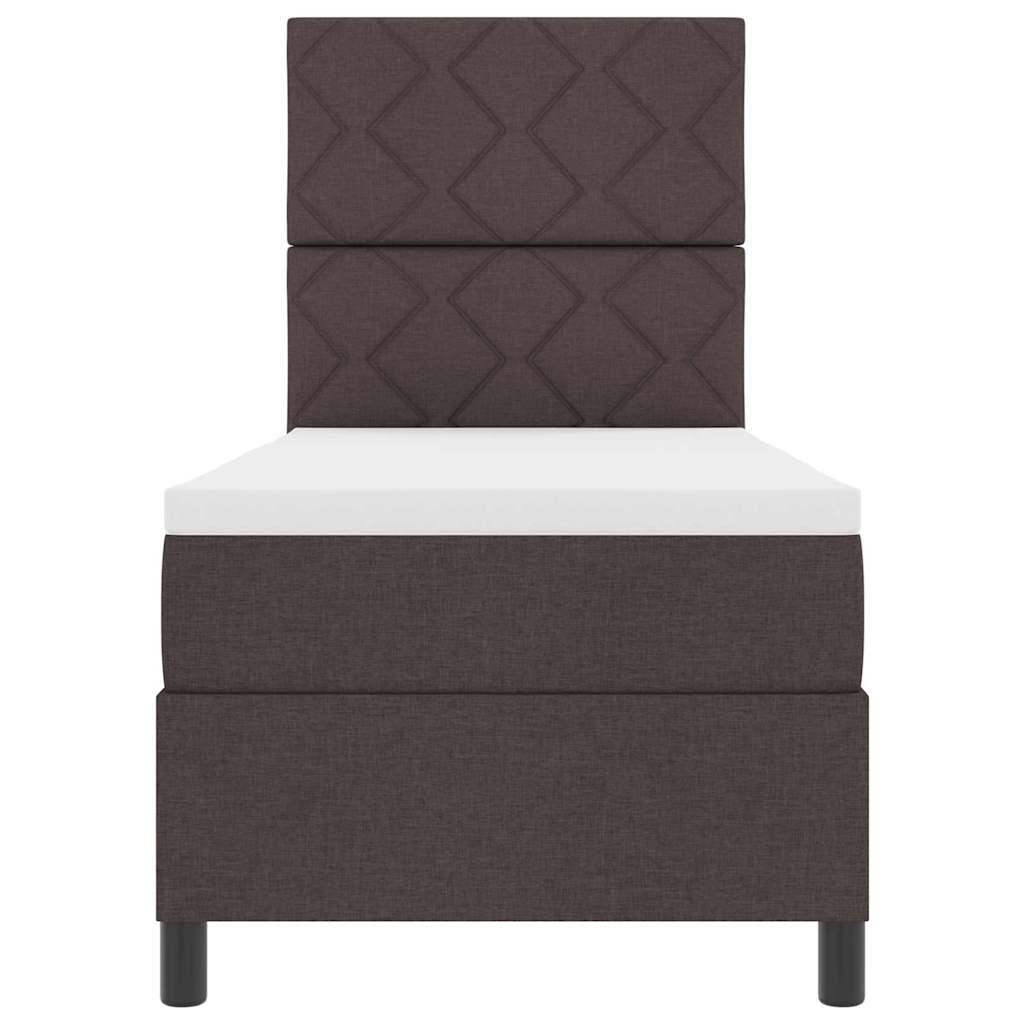 Box Spring Bed with Headboard Dark Brown 80 x 200 cm Fabric