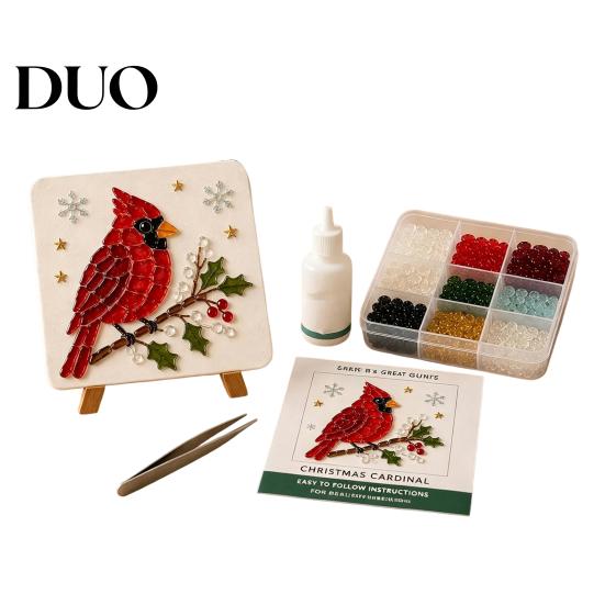 Beginner Friendly Craft Christmas DIY Mosaic Art Kit, Faux Sea Glass Santa Weekend Project Claus Snowman Crafting Kit for Adults
