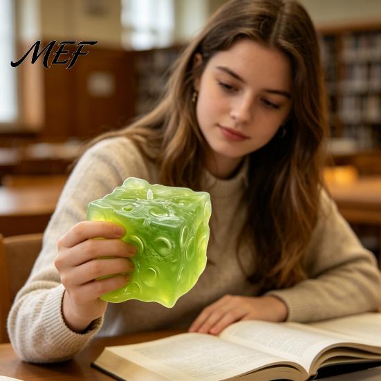 Funny Decompression Gifts Giant Cheese Squeeze Toy, Realistic Slow Rebound Stress Relief Cube for Kids Foam Adults, Soft Sensory Fidget Toy