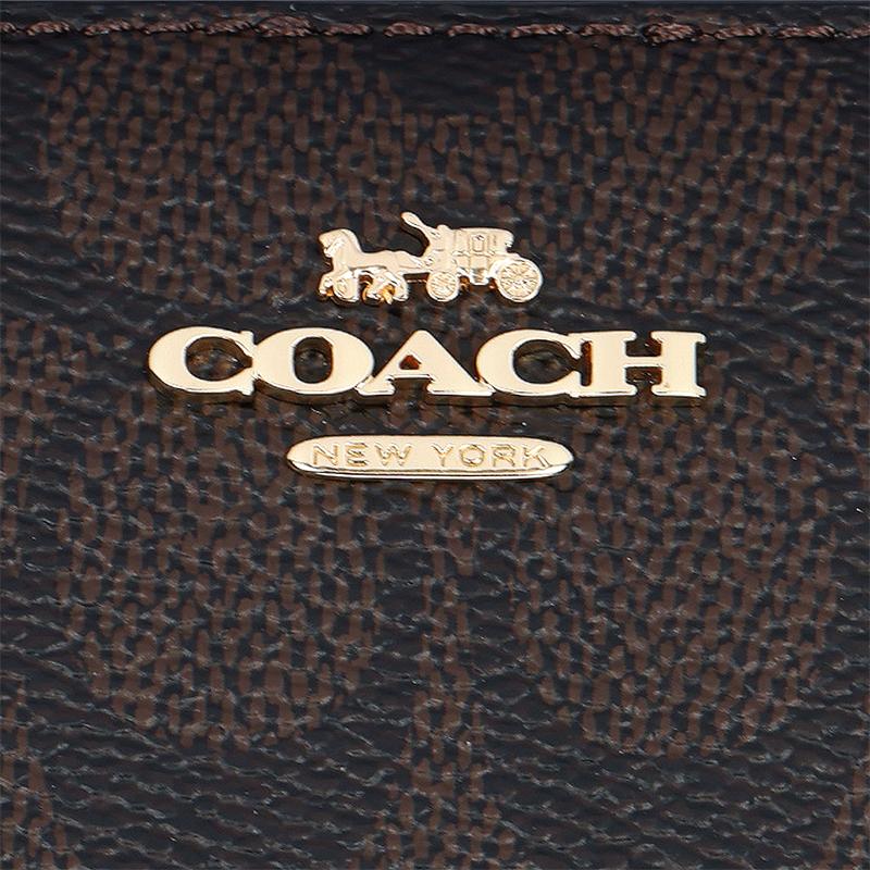 Coach Кнопка-застежка 11 Золотой Логотип Кошелек из Покрытого Холста Женский кошелек Грецкий орех Черный CW789-IMXAQ