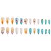 24 Pcs Glossy Fake Nails 3D Ocean Nail Tips with Starfish-Design Lightweight Press On Nails for Daily Party Use