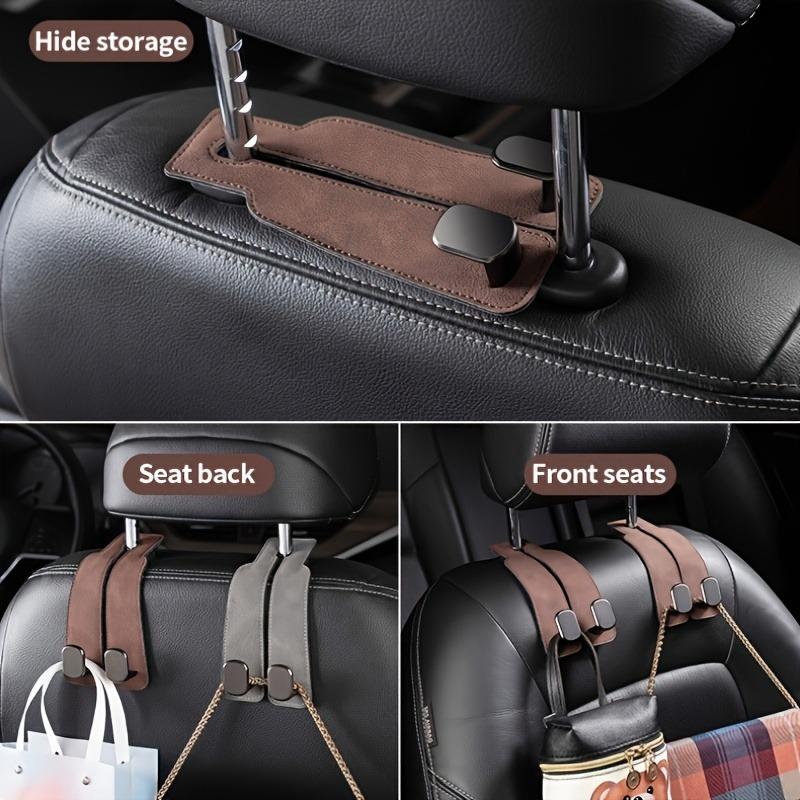 Premium Suede-Wrapped Car Headrest Hook - Foldable Design with ABS Hook for Universal Car Compatibility