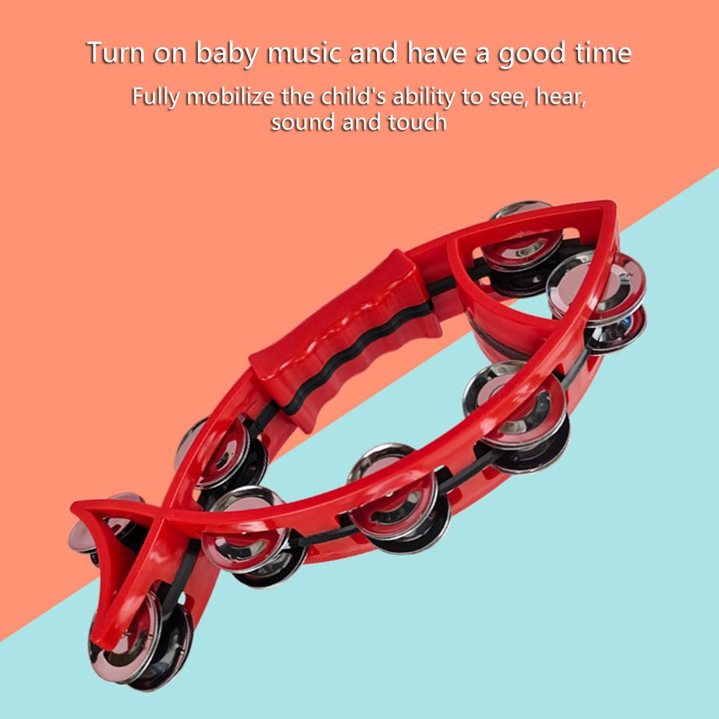 Двухрядный тамбурин в форме рыбы, ручной колокольчик, тамбурин в форме полумесяца, музыкальный инструмент для взрослых, детей, церкви, баров