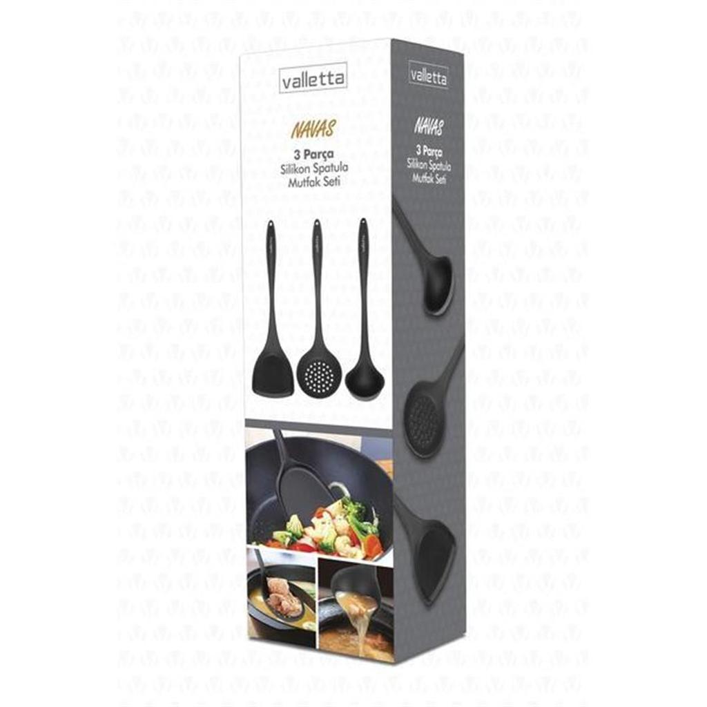 Valletta Navas 3Piece Serving Set Black