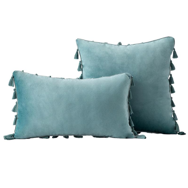 Упаковка из 2 осенних бархатных мягких однотонных декоративных наволочек с кисточками и бахромой в стиле бохо, чехол для дивана-кровати 18 x 18 дюймов