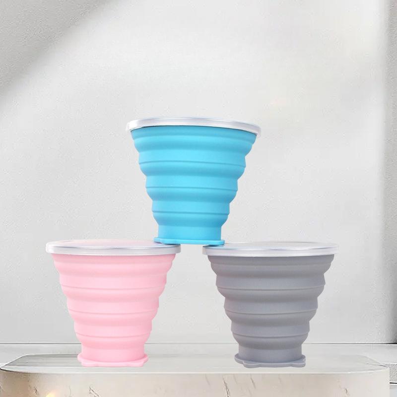 Креативная новая складная чашка из силикагеля, регулируемая чашка, портативная чашка для воды для путешествий на открытом воздухе, защита окружающей среды, с крышкой, подарочная чашка