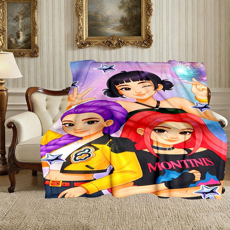 Kpop Demon Hunters Pattern Blanket, Cozy Blanket for All-Season Comfort on Sofas, Beds, Office, Car, Camping and Travel
