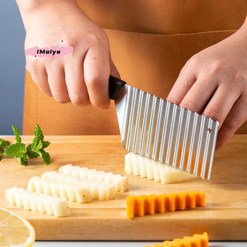 M-Stainless Steel Potato Crinkle Wavy Slicer Knife French Fries Dough Vegetable Fruit Potato Cutter Chopper Kitchen Maker Tool