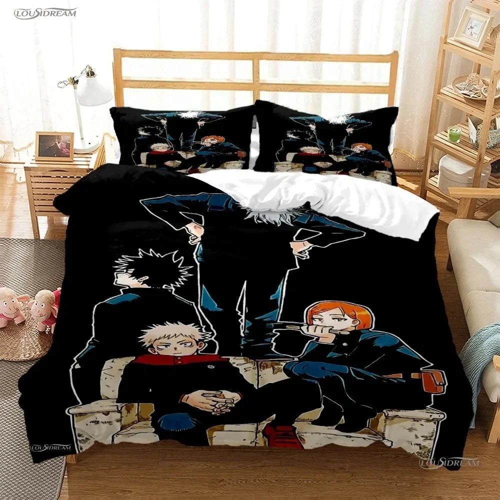 Cartoon Anime Jujutsu Kaisen Duvet Cover Comforter Bedding Set Soft Pillowcas Single Double Quilt Cover Set for Adult Boys Girls