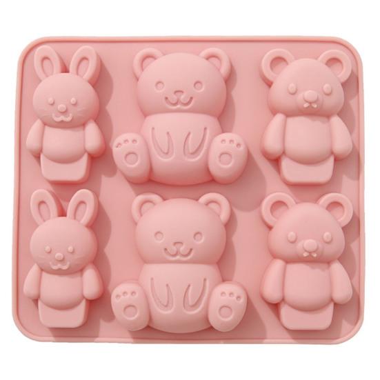 Форма для шоколада ручной работы, многоразовая полезная форма для выпечки желе с мультяшным медведем и кроликом