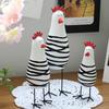 3Pcs/Set Chic Painted Chicken Statue Stylish Desktop Rooster Figurine  Home Decor