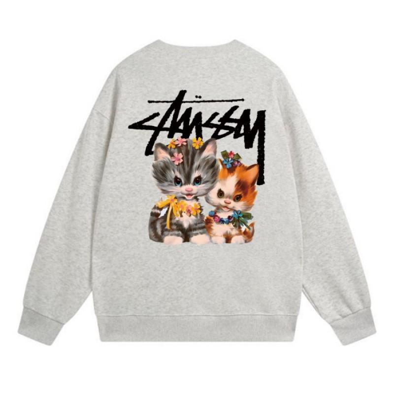 Classic Print Hoodie Mens Loose Fit Crewneck Cotton Sweatshirt Casual Wear