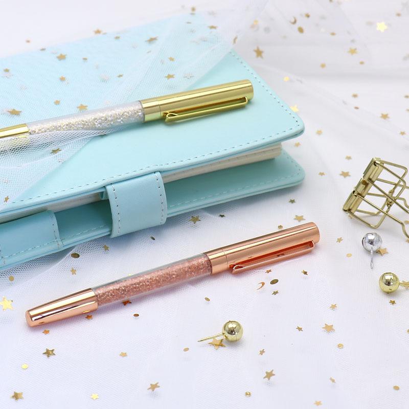 Ручка с блестками и кристаллами Rose Gold с кинетическим песком: Персонализированный Кавайный Офисный Подарок