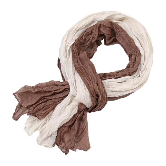 Ladies Shawl Scarf Color-Blocking Pleated Design Versatile Scarf Autumn Winter Outdoors Commuting Long Scarf