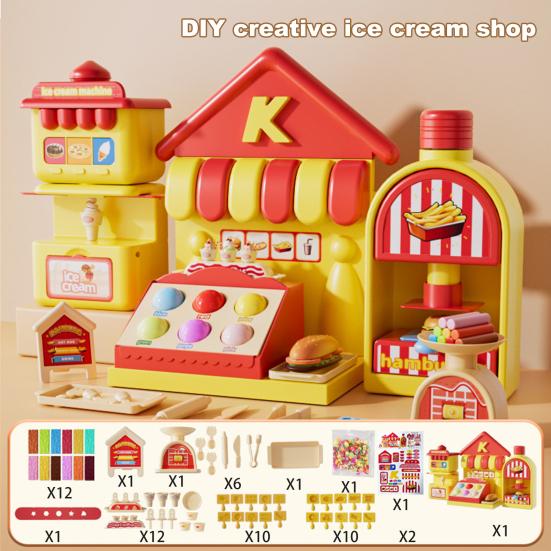 57 шт. набор цветного теста машина для приготовления мороженого игровой домик игрушки для детей возраст 45359