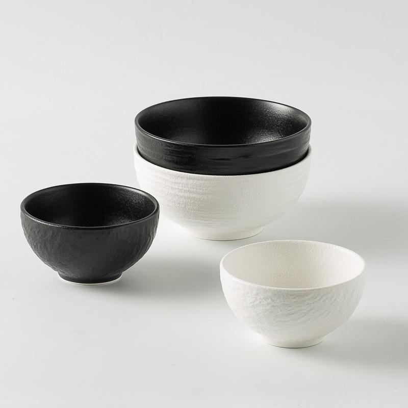 Ceramic Bowl Embossed Rock Pattern Rice Bowl New Underglaze Color Soup Noodle Bowl Dessert Oatmeal Small Bowl For Home Use
