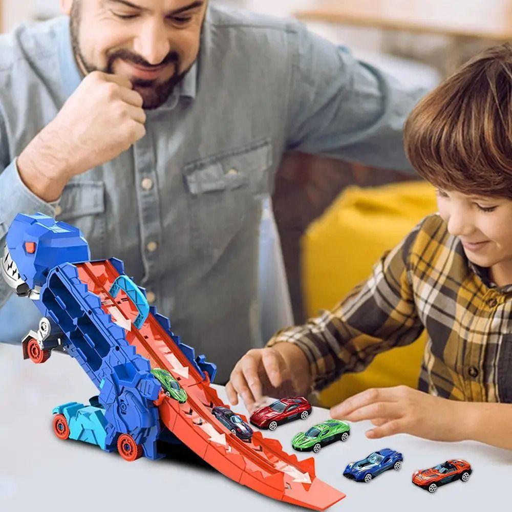 Dual-mode Dinosaur Transformed Toy with Handle Dinosaur Track Toy Dinosaur Car Toy Kids Boy