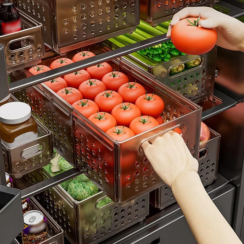 Stretchable Storage Drawer Large Capacity Kitchen Cabinet Organizer Snacks Cosmetics Storage Box Wardrobe Organizer Save Space