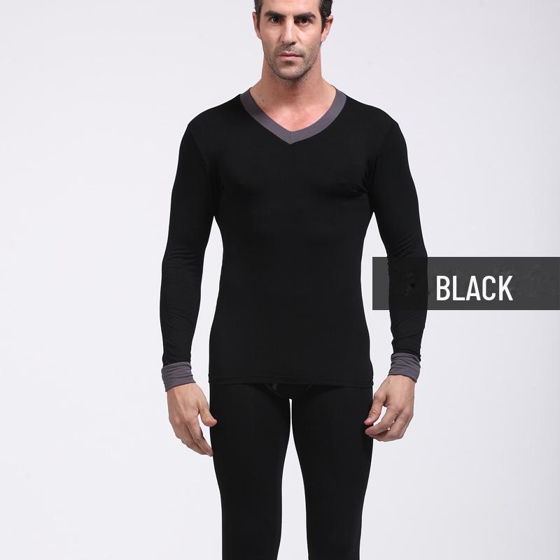 Мужской комплект термобелья с V-образным вырезом - тонкий, теплый базовый слой для осени/зимы