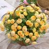 Artificial Tea Rose Easy Care Never Fade Realistic No Watering DIY 15 Heads Artificial Camellia Faux Silk Flower Wedding Decoration Floral Arrangement