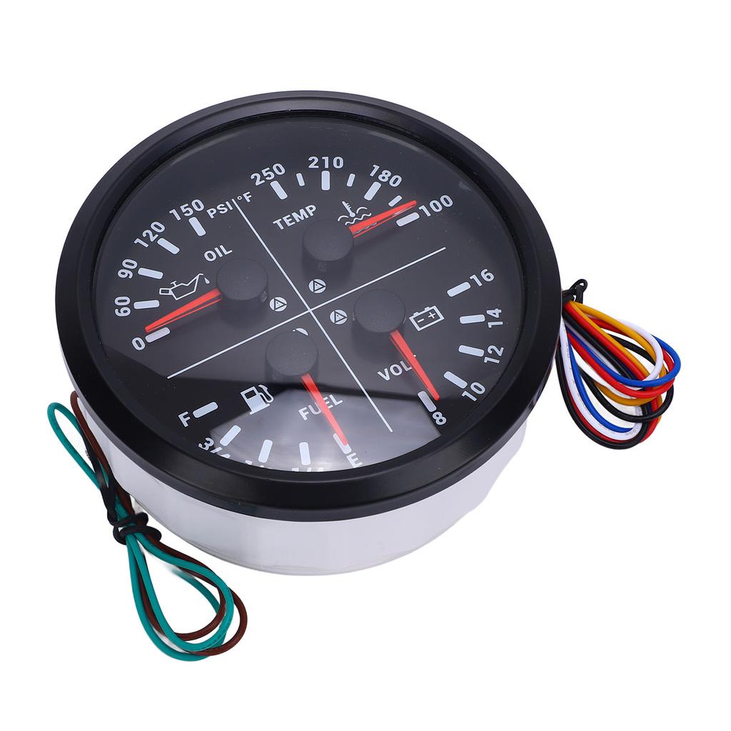110mm 4 3 8in 4 in 1 Multifunction Gauge DC 12V 0 150PSI Oil Pressure Fuel Level 100 250 Fahrenheit Water Temp 8 16V