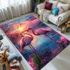 Flamingo Sunset Scene Area Rug - Polyester Soft Crystal Velvet Carpet, Large Size for Living Room, Bedroom, Dining Area, Heavy