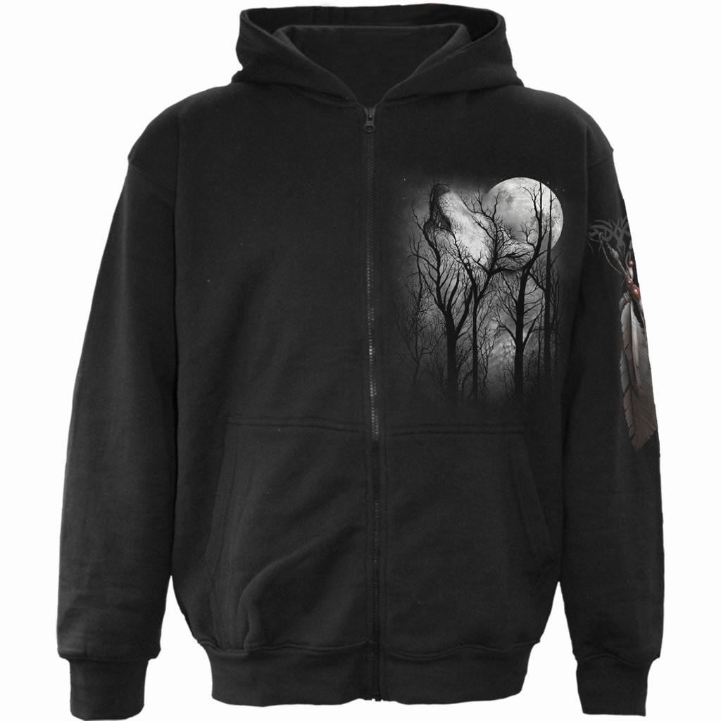 Spiral Direct Unisex Adult Forest Wolf Back Print Full Zip Hoodie