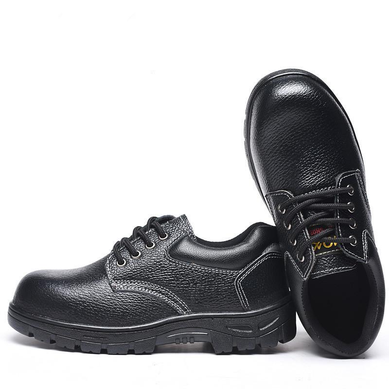 Защитная рабочая обувь для мужчин, износостойкая, легкая, нескользящая, из тисненой коровьей кожи, с защитой от ударов и проколов