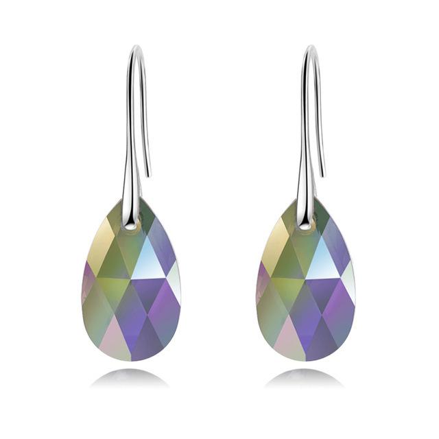 Classic Korean Pear-shaped Drop Earrings Crystals Jewelry for Women Silver Color Big Pendant