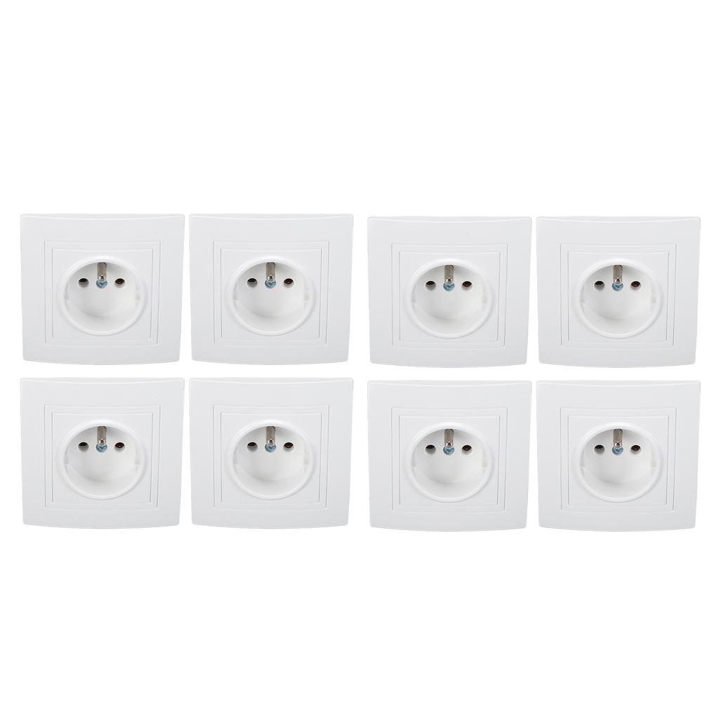 8pcs French Standard Socket 16A  Wall Mounted Socket Wall Outlet for Home Office Hotel