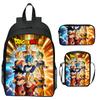 Набор из 3-х рюкзаков с принтом Dragon Ball, Мультяшный школьный рюкзак для детей, Легкий эргономичный рюкзак большой вместимости для детей
