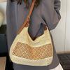 Пляжная соломенная сумка в праздничном стиле, женская, новая модная, плетеная сумка с прорезями, повседневная универсальная сумка через плечо, сумка-мессенджер, плетеная соломенная сумка-тоут для женщин