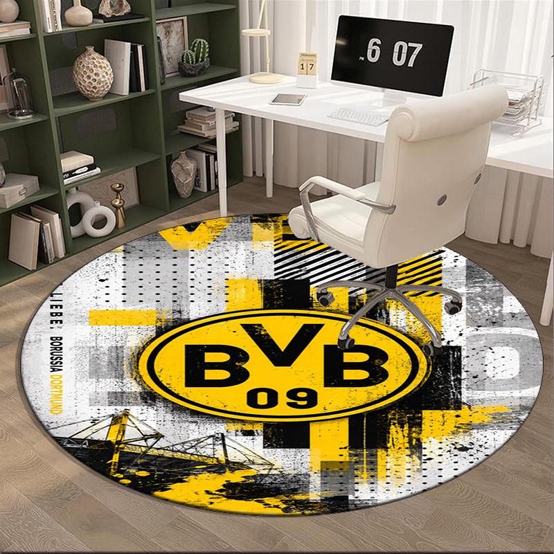 Borussia fcfc Round Rug for Livingroom,Bedroom, Palyroom, Chair Rug, Area rug, Circle Carpet, Large Size Fan Christmas gift