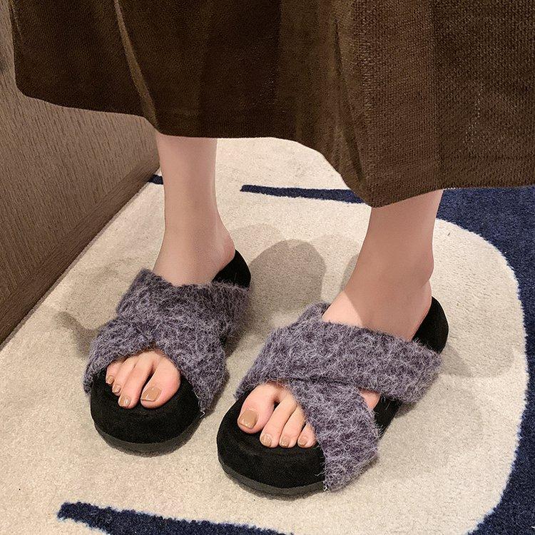 Тапочки Mao Mao женская верхняя одежда 2024 осень и зима новая корейская версия модные и удобные толстая подошва модные однословные котто