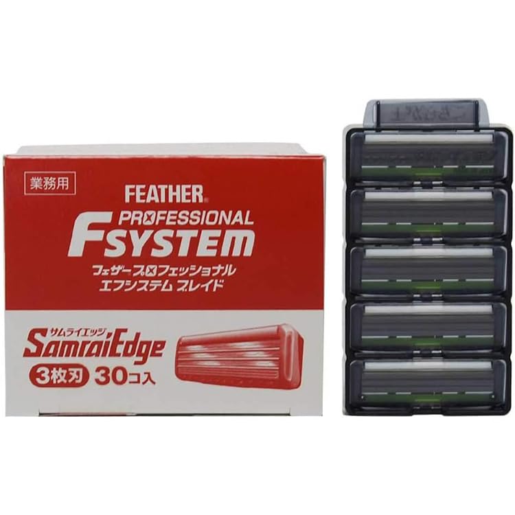 [Set of 3] Feather Professional F-System Blade Samurai Edge (30 pieces) + Original Logo Sticker