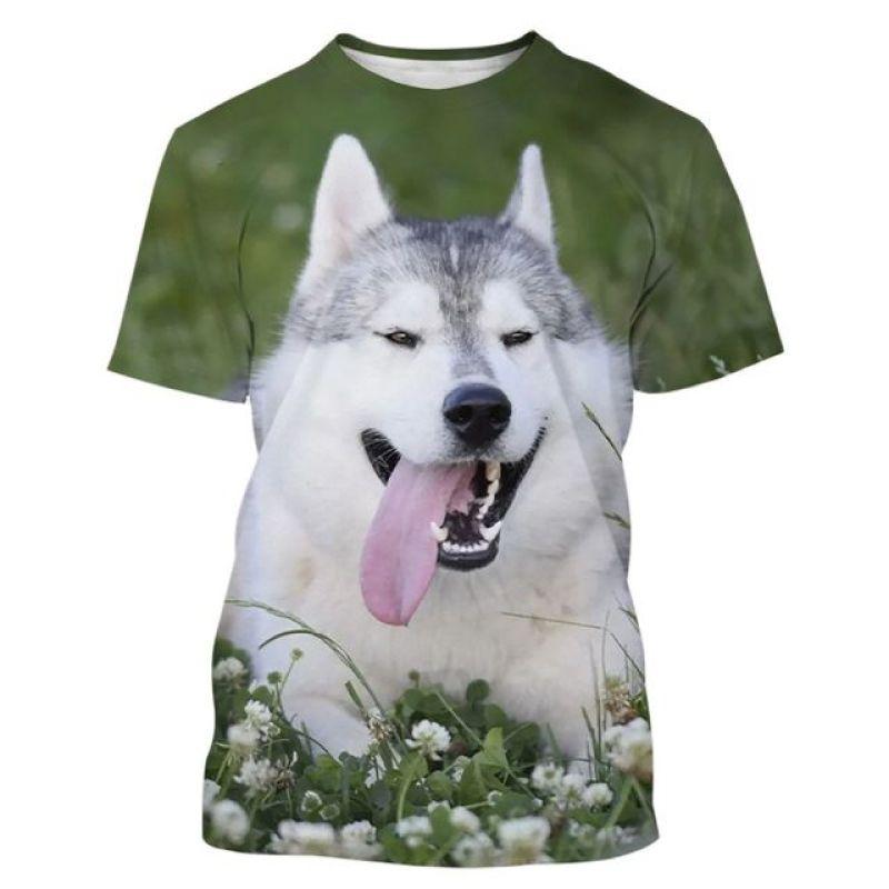 Летняя забавная мужская футболка с 3D принтом собаки Хаски, модная мужская повседневная футболка в стиле Харадзюку в уличном стиле с круглым вырезом и короткими рукавами